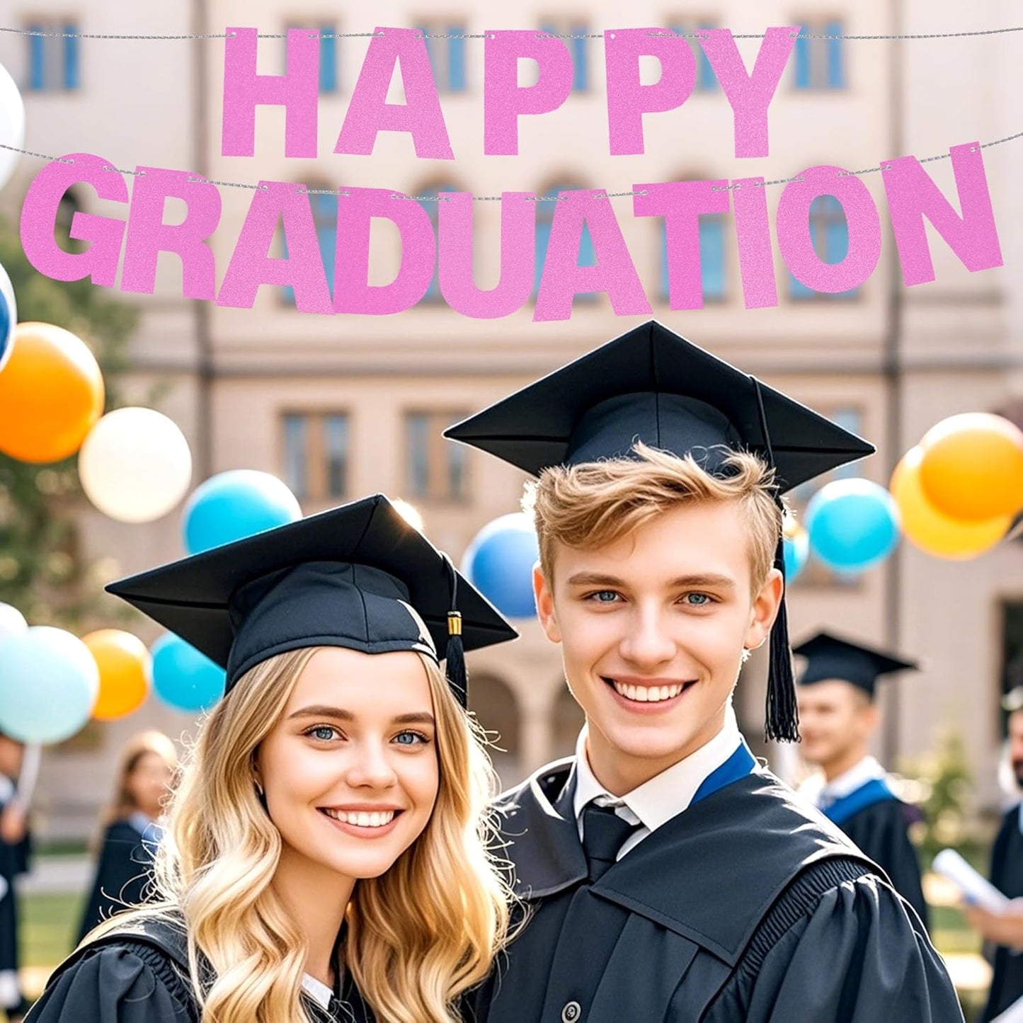 DIY Banner Kit with Letters Glitter Banner Letters Customizable Birthday Banners Graduation Banner Custom Party Hanging Banner for Graduation Wedding Party Baby Shower Decoration(Gold)