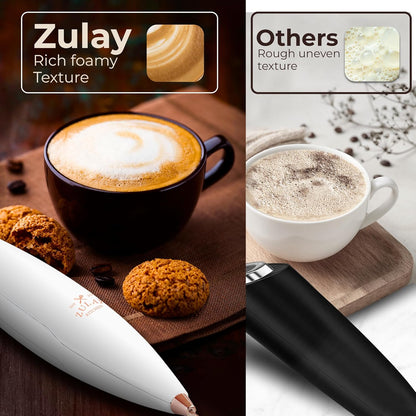 Zulay Kitchen Powerful Milk Frother Wand With Duracell Batteries - Ultra Fast Handheld Drink Mixer - Electric Whisk Foam Maker for Coffee, Lattes, Cappuccino & Matcha - Z1 Motor - Black - Colors B