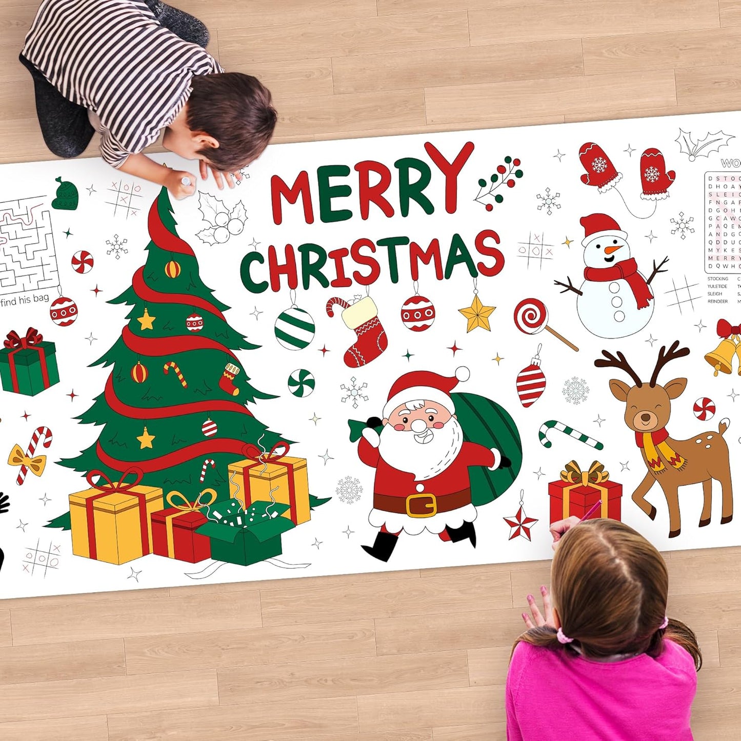 Childom 1 Pack Fourth of July Coloring Tablecloth for Kids,4th of July Crafts for Kids 30"x72" Giant Coloring Poster Table Cloth,Large Paper Poster Crafts Party Activities,4th of July Paper Tablecloth
