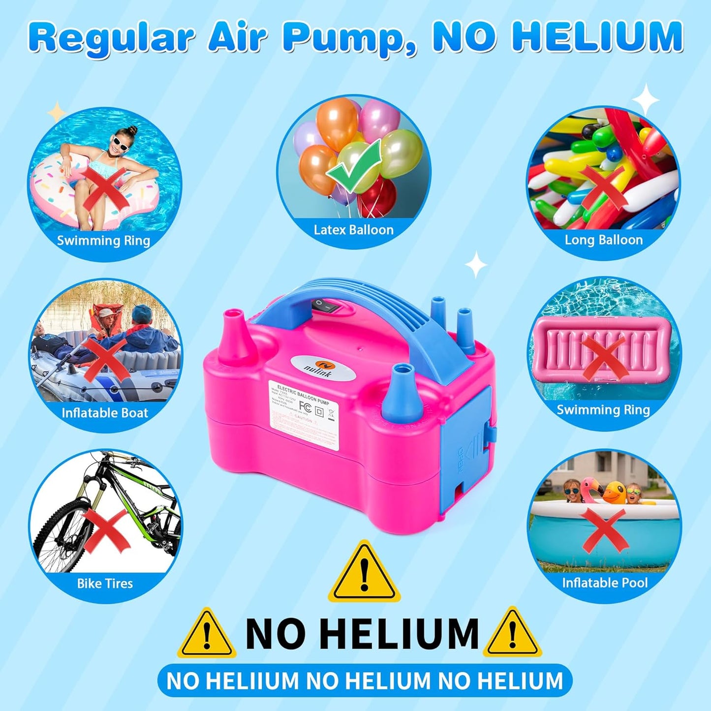 Electric Balloon Pump, Portable Electric Balloon Blower Machine Balloon Air Pump Dual Nozzle 110V 600W Balloon Inflator for Party Decorations