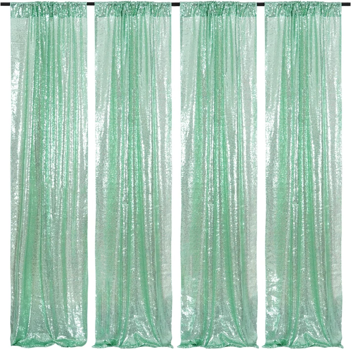 Poise3EHome Black Sequin Backdrop Curtains, 2 Panels 2FTx8FT Glitter Photo Booth Backdrop for Halloween Birthday Bachelorette Wednesday Twilight Party Decorations