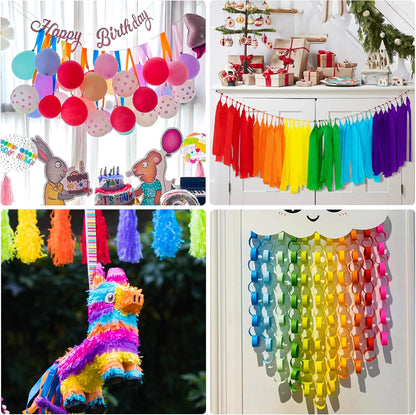 Oubest Crepe Paper Streamers 2.2 Inch x 656 Feet Ideal Party Supplies & Decorations for Birthdays Baby Showers Bachelorettes Weddings DIY, 8 Rolls Pastel Streamers Backdrops, Doorway & Wall Decor