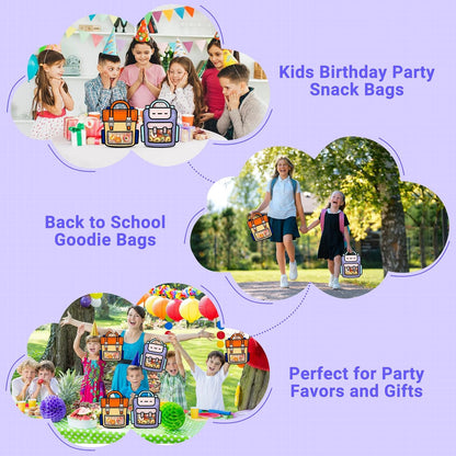 30 PCS Bulk Gift Bags for Kids with Handle,Children Large Goodie Bags with Stand-up Bottom, Grip Seal Party Favor Bag, Students Back to School Treat Bag, Cute Snack Candy Bags for Birthday, Classroom