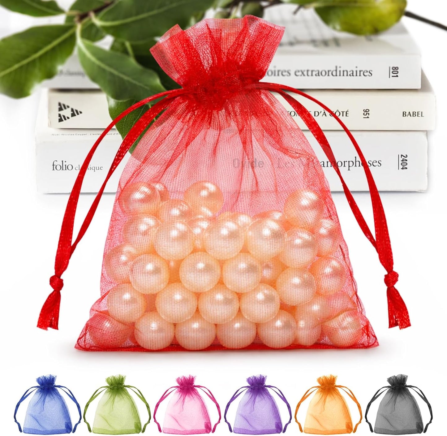 ANZNKU 50PCS White Organza Bags 3x4, Small Gift Bags Bulk for Sachet Jewelry Candy Treat, Mini Mesh Bag Drawstring for Wedding Bridal & Baby Shower, Party Favor Bag for Easter Mothers Day Birthday