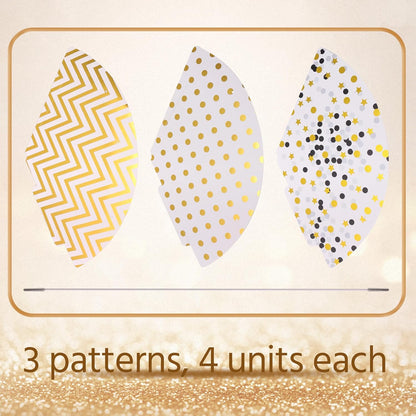 Boieo Party Hats Birthday Cone Set Gold Polka Dot Striped Paper for Adults Kids Happy Birthday Party Decorations 12 Pcs