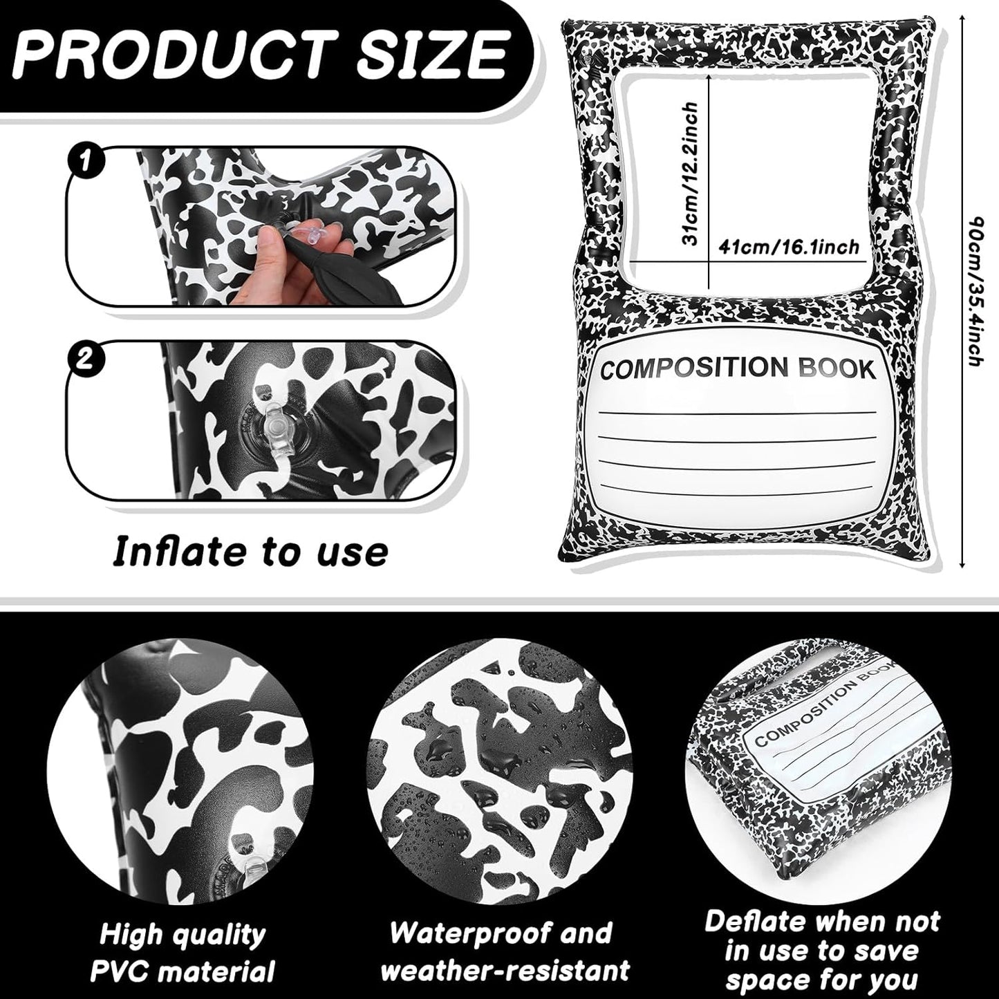Back to School Decorations Inflatable Balloons Photo Booth Props Frame 40'' Apple Photo Props Pencil Selfie Frame Welcome First Day of School Picture Selfie for Party Decoration(Apple)