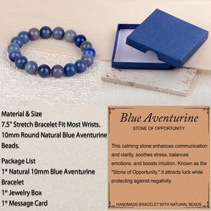 LPBeads Handmade Natural Gemstone Stretch Elastic Bracelet Healing Crystal Round Stone Beads Jewelry Gifts for Women Men