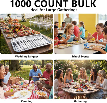 100 Count Plastic Silverware Heavy Duty -50 Forks, 50 Spoons, BPA-Free, Heat Resistant, Disposable Plastic Utensils Set, Plastic Cutlery Set, Plasticware Suitable for Party Everyday Use