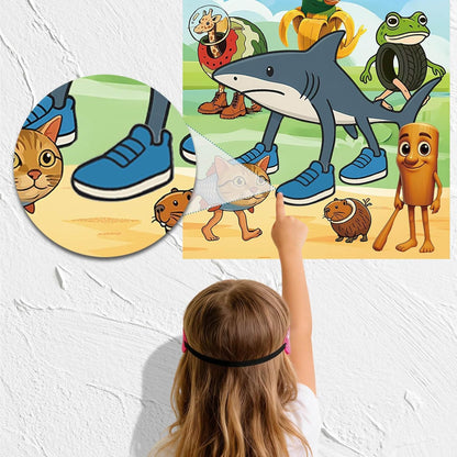TJLMCORP Italian Brainrot Party Game, Pin the Tail Party Game Set With 24 Stickers and and 2 Blindfolds, Tralalero Themed Birthday Party Supplies, Brain Rot Party Decorations（Tung Tung Tung Sahur）