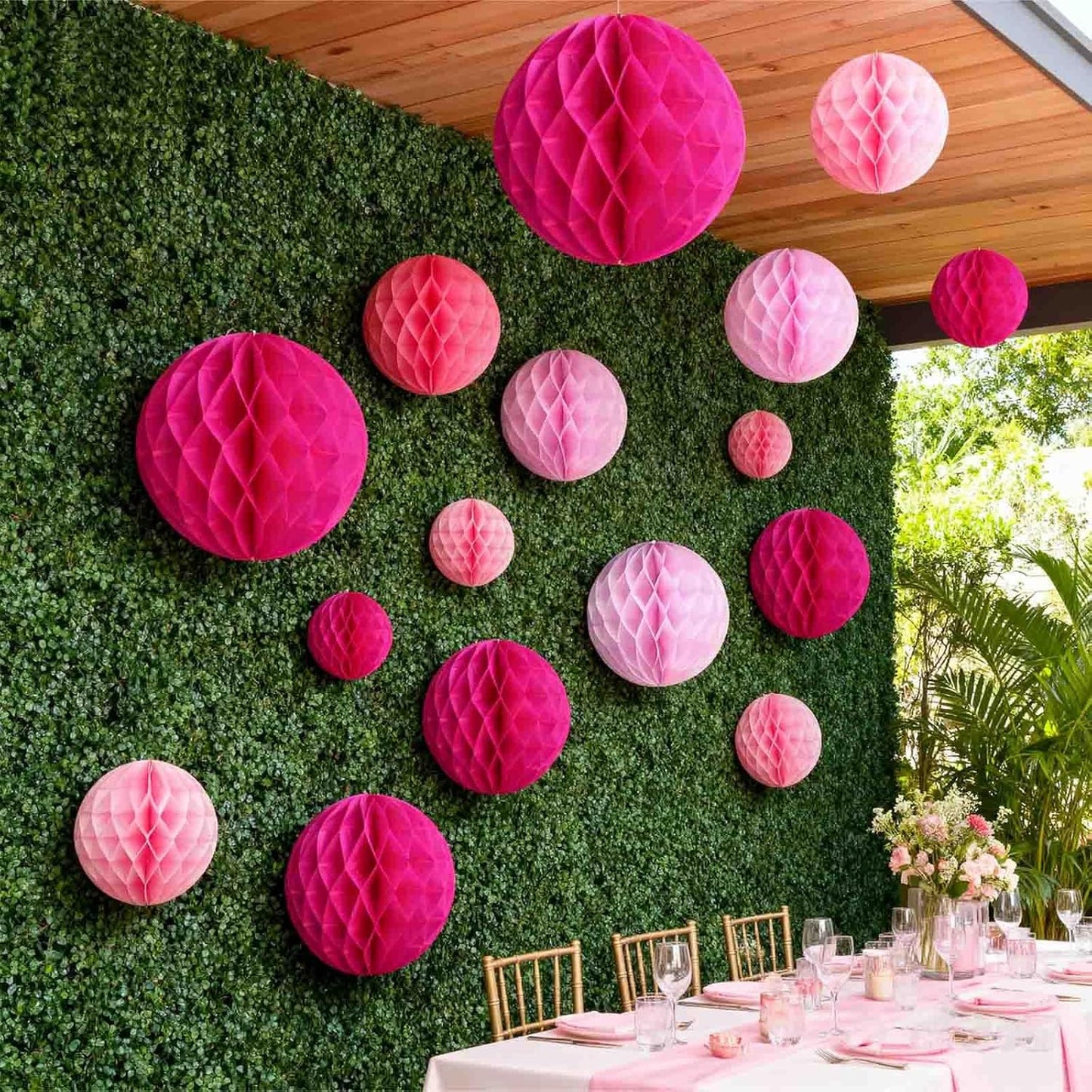 Rainbow Paper Honeycomb Balls,6 and 10 inch Hanging Tissue Pompoms,12 Pack Party Decorations