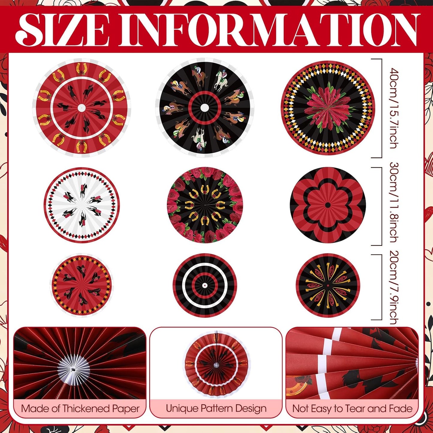 Outus 9 Pcs Western Cowboy Party Decorations Paper Fans Wagon Wheels Straw Hay Bales Hanging Ceiling Wall Decor for Country Western Themed Rodeo Farm Birthday Party Supplies (Wagon Wheels)