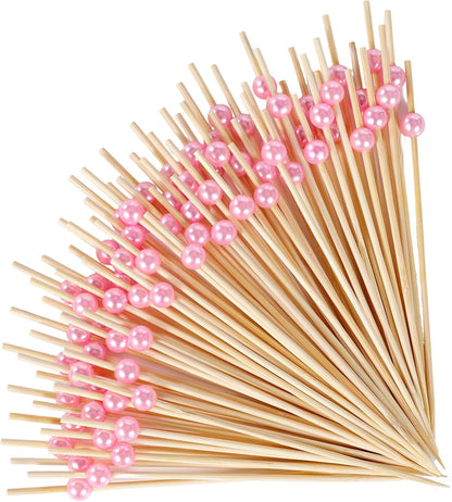[300 Pcs] Cocktail Picks Toothpicks for Appetizers - 4.7 inch White Pearl Cocktail Toothpicks for Drinks Charcuterie Accessories Burgers Sandwich Wedding Bridal Shower Party Decoration