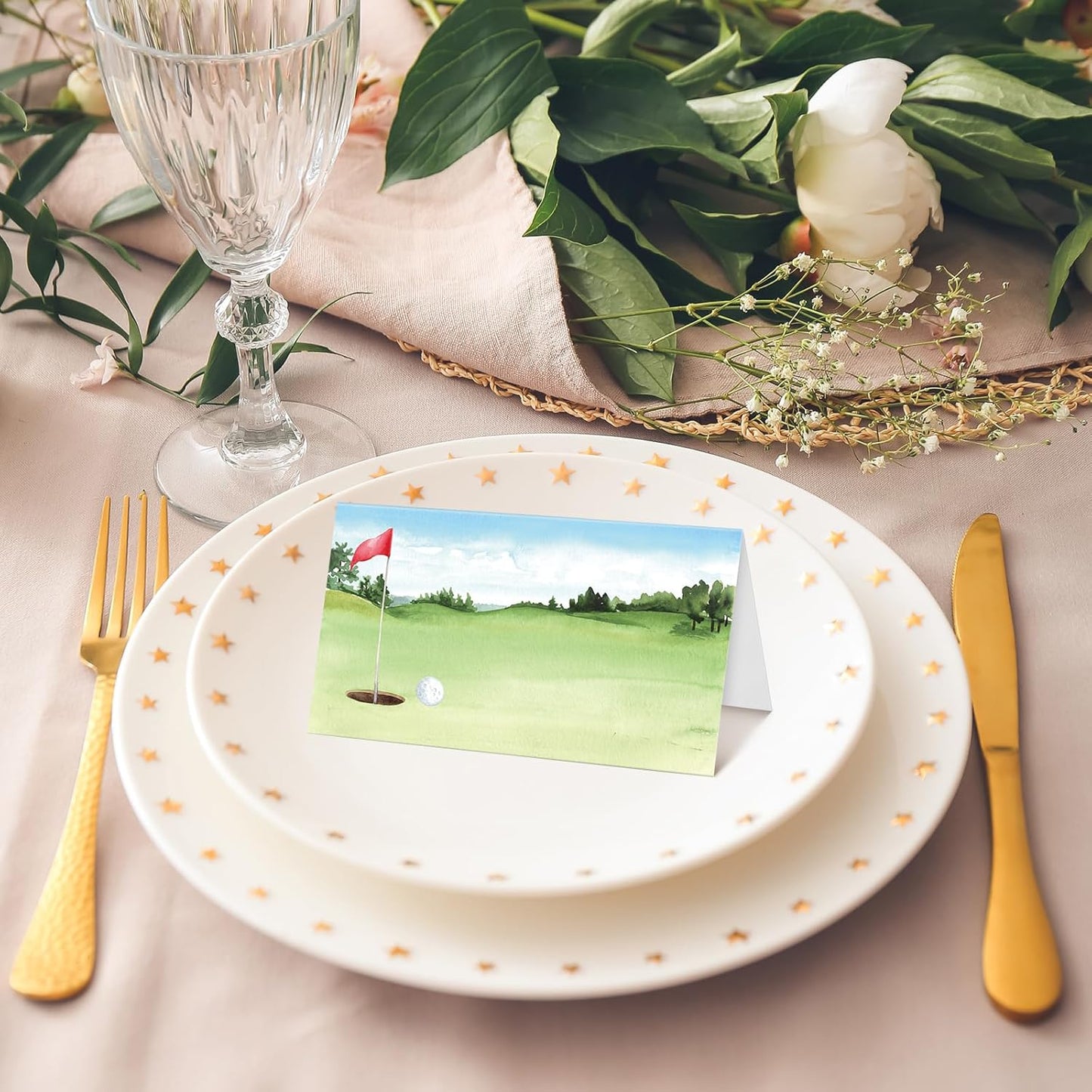 MotiMind 100 Pcs Golf Themed Table Place Card Half-fold Tent Style Reception Place Cards Golf Sports Food Labels for Birthday Party Baby Shower