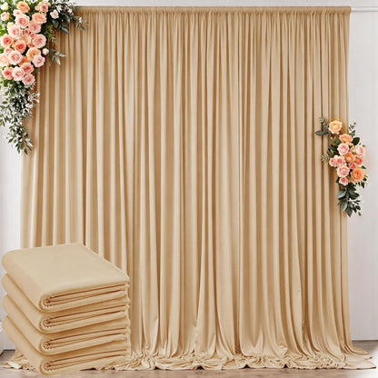 10 ft x 10 ft Wrinkle Free White Backdrop Curtains for Wedding Parties, Polyester Photography Backdrop Drapes for Birthday Parties Stage Backdrop Stand, 2 Panels 5x10FT Background Curtains