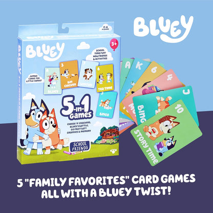 Bluey Bingo’s Bingo Card Game, Kids Image Matching Card Game with 40 Cards, 48 Chips and 12 Scoring Chips, Interactive Fun Games for Kids of Ages 3+