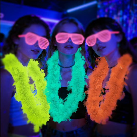 14Pcs Glow in The Dark Party Necklace, Neon Fluorescent Blacklight Necklace Party Favors,Tinsel Garland Necklaces for Adult,Glow in The Dark Party Supplies，Used for Neon Decoration