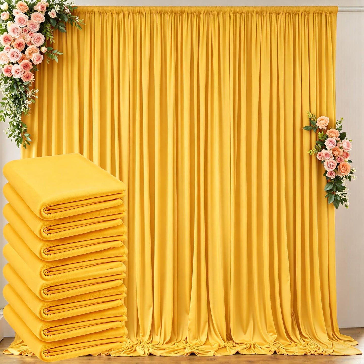 10 ft x 10 ft Wrinkle Free White Backdrop Curtains for Wedding Parties, Polyester Photography Backdrop Drapes for Birthday Parties Stage Backdrop Stand, 2 Panels 5x10FT Background Curtains