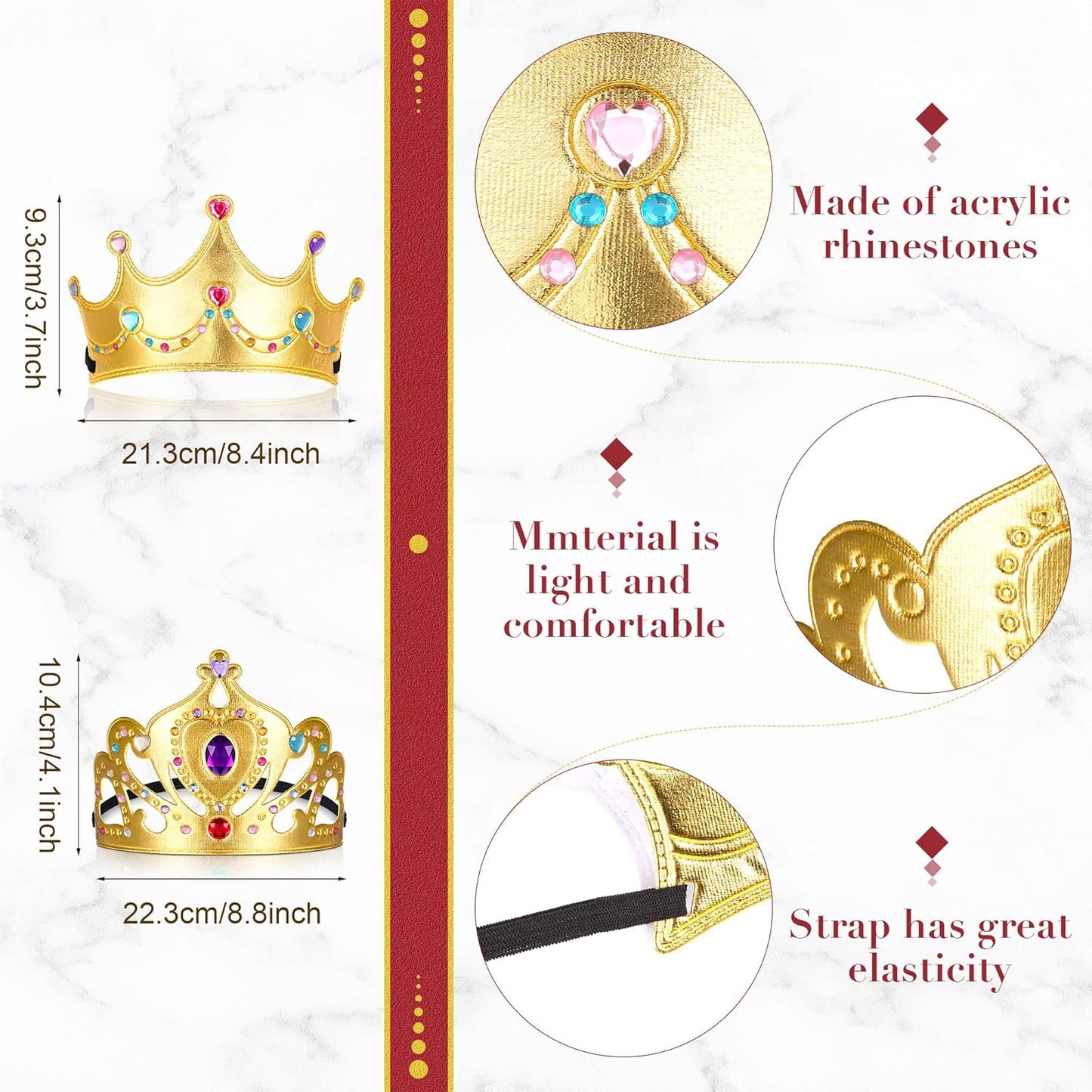Yaomiao 44 Pcs Birthday Foam Crowns for Kids Princess Tiaras King Hat Bulk Diamond Sticker Kits for Crown Party Supplies