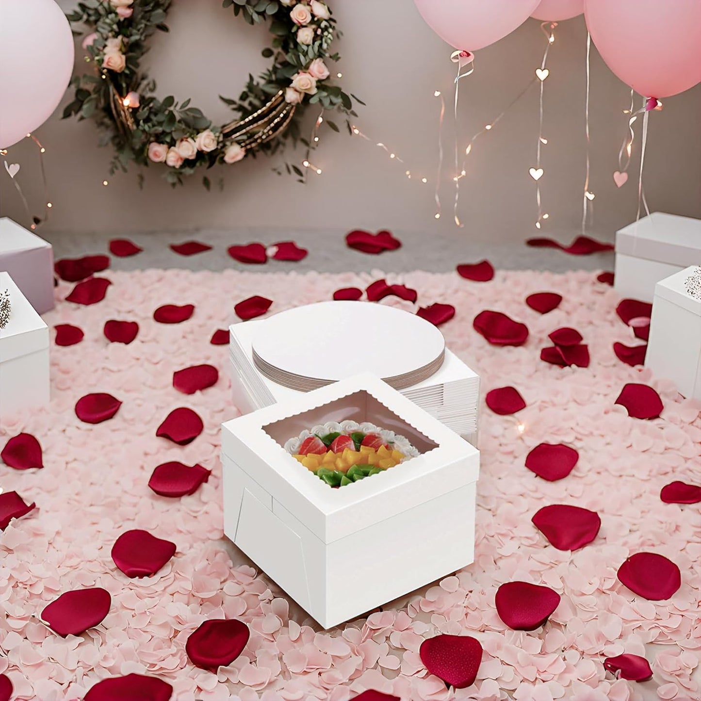 20Pack 12x12x6 Cake Boxes with Boards, 10Pcs Cake Boxes & 10Pcs Cake Boards, Sturdy White Packaging for Transporting & Displaying Cakes, Desserts, and Fathers day