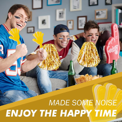 48 Pcs Cheerleading Pom Poms and Hand Clappers Noisemakers Set for Team Spirit Items Sporting Events Football Baseball Cheering Essentials Party Favors Dance（Yellow and Black）