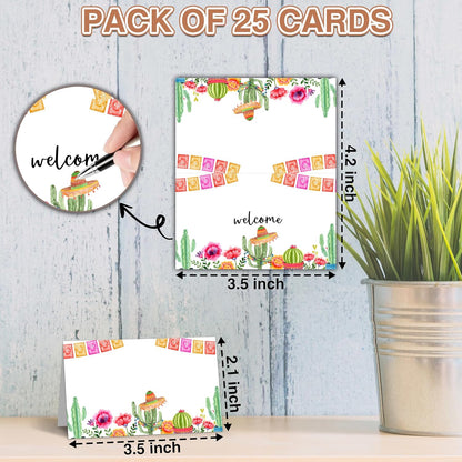 Dinosaur Table Place Cards - 25PCS Tent Cards - Tropical Dino Themed Food Lables - Name Place Cards for Table Setting - Name Cards for Birthday Party Baby Shower - Scored for Easy Folding -10