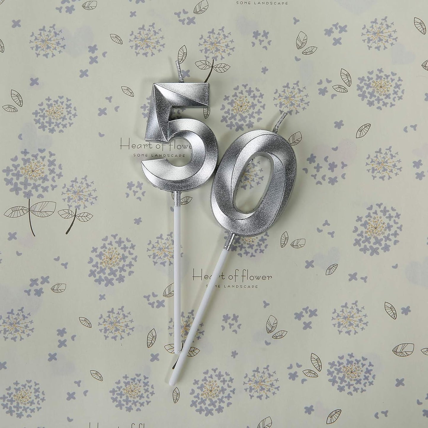 50th Birthday Candles,Gold Number 50 Cake Topper for Birthday Decorations Party Decoration