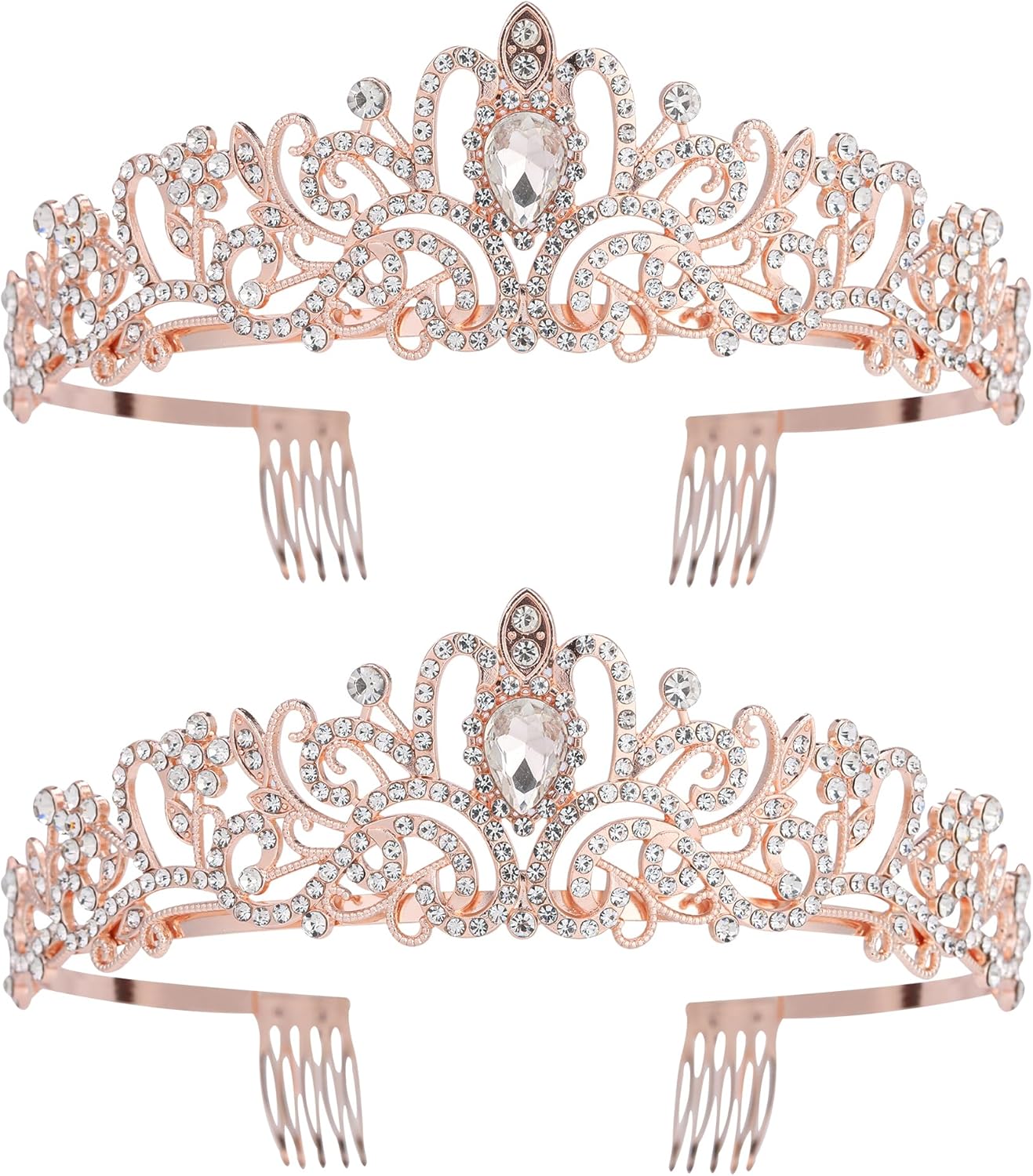 Crystal Tiara Crowns For Women Girls Princess Elegant Crown with Combs Women's Headbands Bridal Wedding Prom Birthday Party