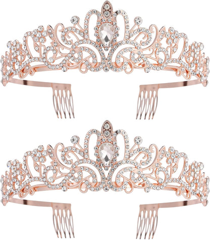 Crystal Tiara Crowns For Women Girls Princess Elegant Crown with Combs Women's Headbands Bridal Wedding Prom Birthday Party