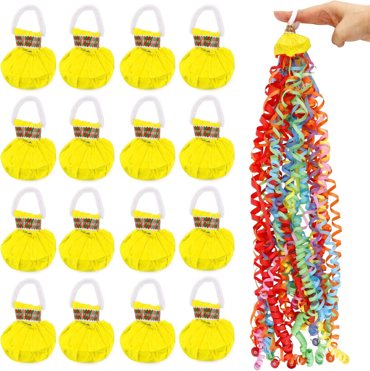 No Mess Streamers,16 Pack Hand Throw Streamers Colorful Party Streamer Poppers No Mess Confetti Poppers Party Poppers for Graduation Birthday Wedding Retirement Celebrations Baby Shower Party Favors