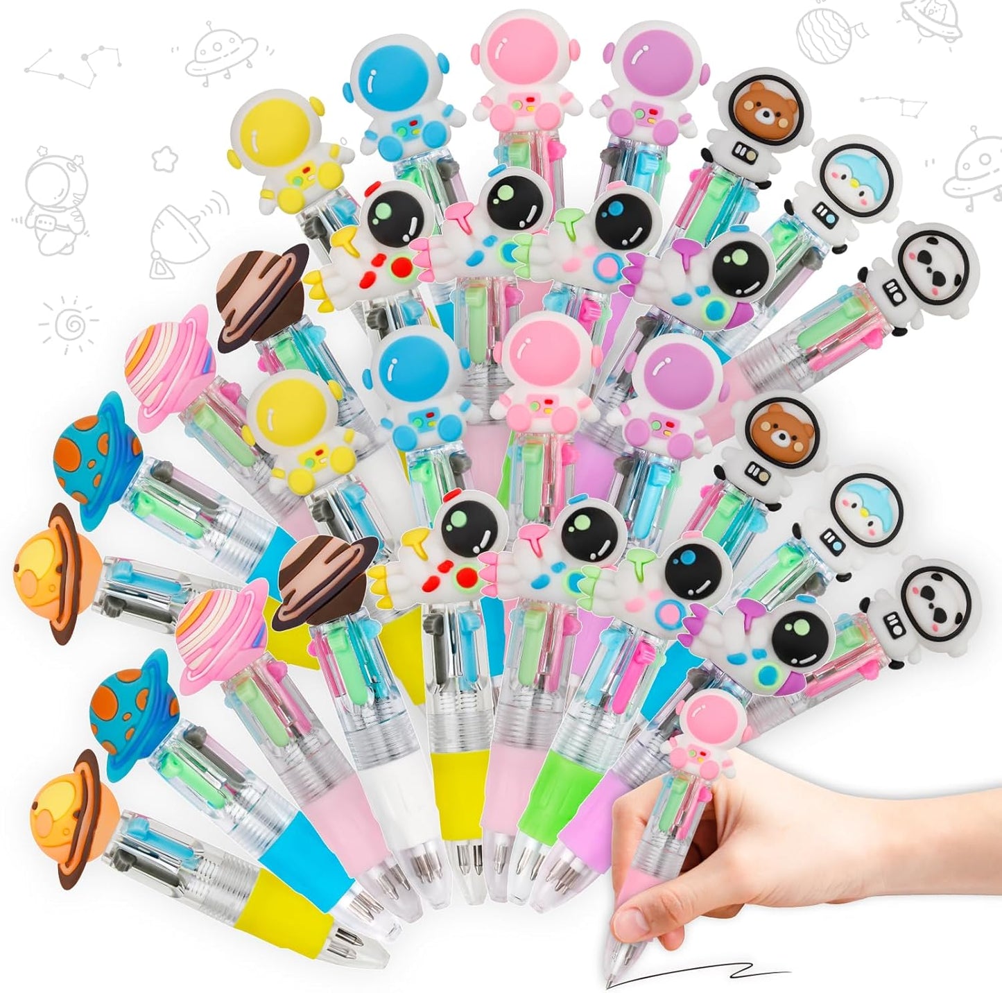 CZWZ 20Pcs Mini Multicolor Pens in One 4-in-1 Cute Pens Bulk for Kids, Fun Kawaii Ballpoint Pens for Birthdays and Children's Party Favors Gifts Teacher School Supplies
