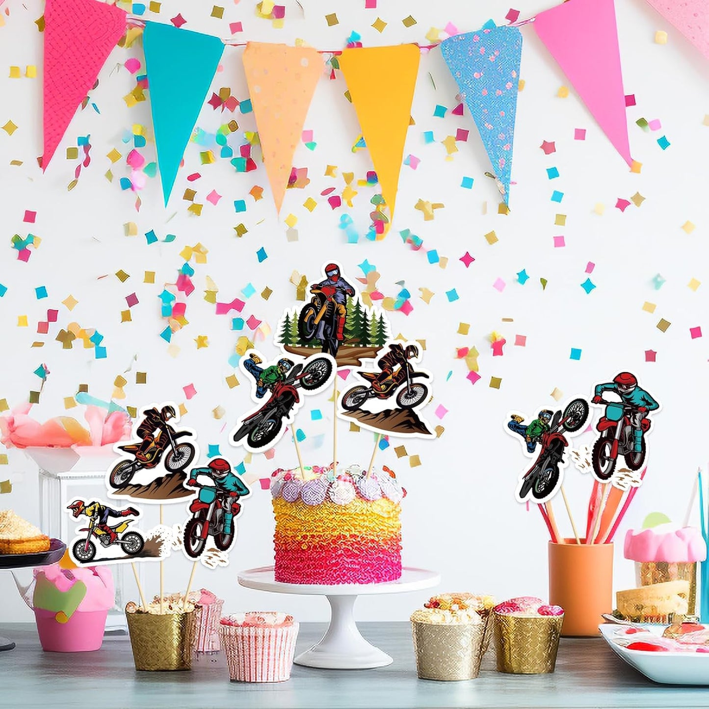 Beautiful Butterfly Centerpiece Sticks - Floral Baby Shower or Birthday Table Toppers - Butterfly Themed Gender Reveal Bridal Shower Party Decoration- Set of 15