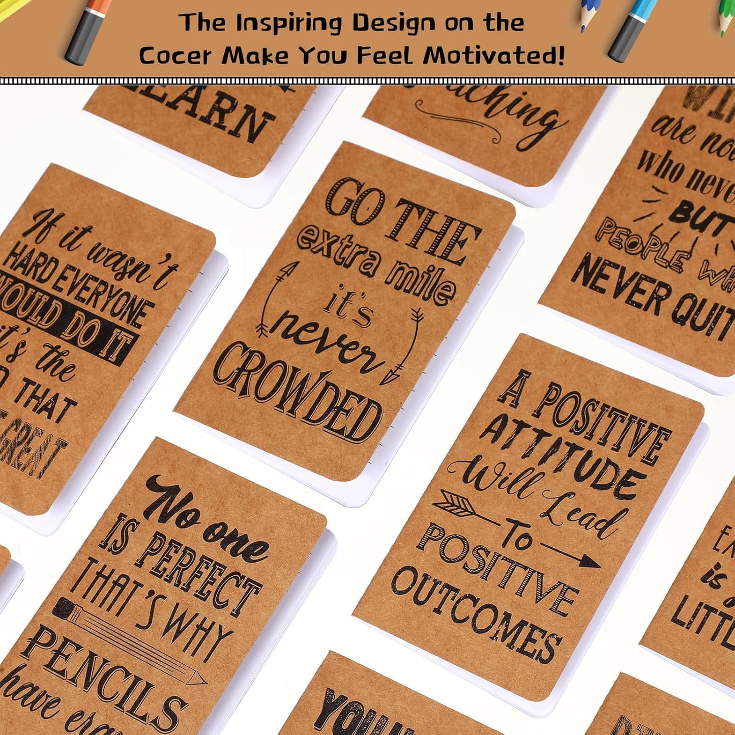 Outus 24 Pieces Mini Inspirational Notepads Motivational Small Pocket Journal Notebook Inspiring Note Pads Gift for School Office Travel Coworkers Supplies, 12 Styles (Simple Style)