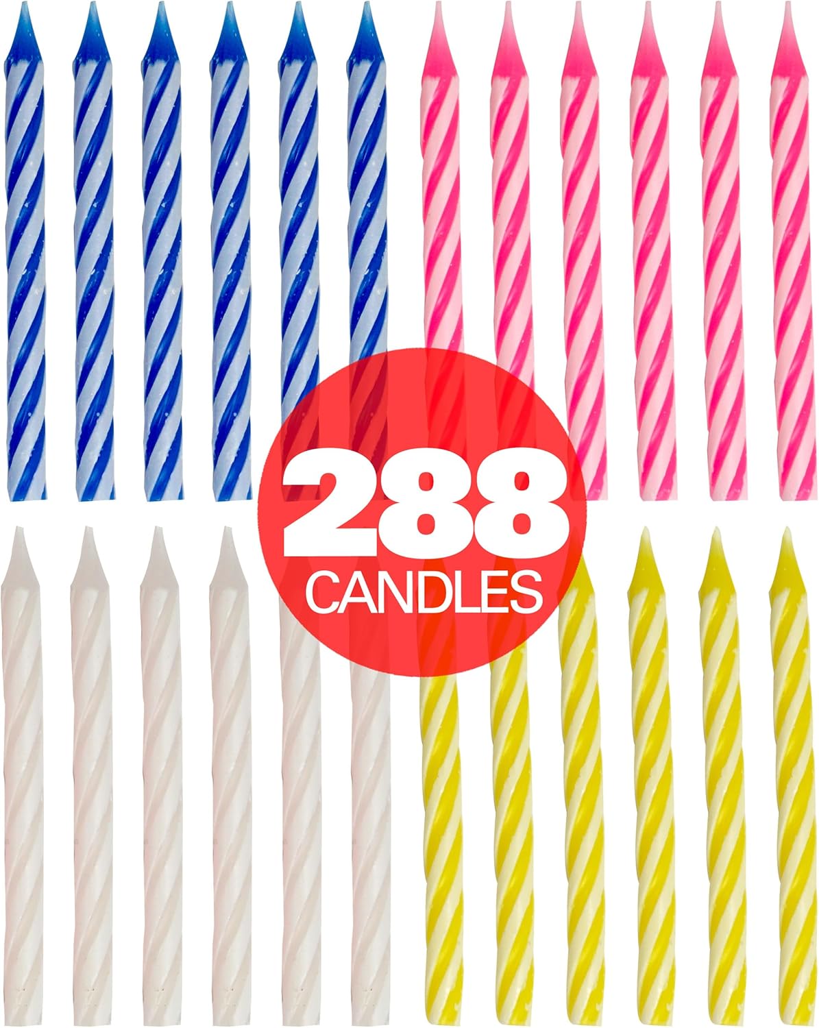 72-Count Birthday Candles Multicolored Spiral, Birthday Candles for Cake, Cupcake Candles, Party Celebration
