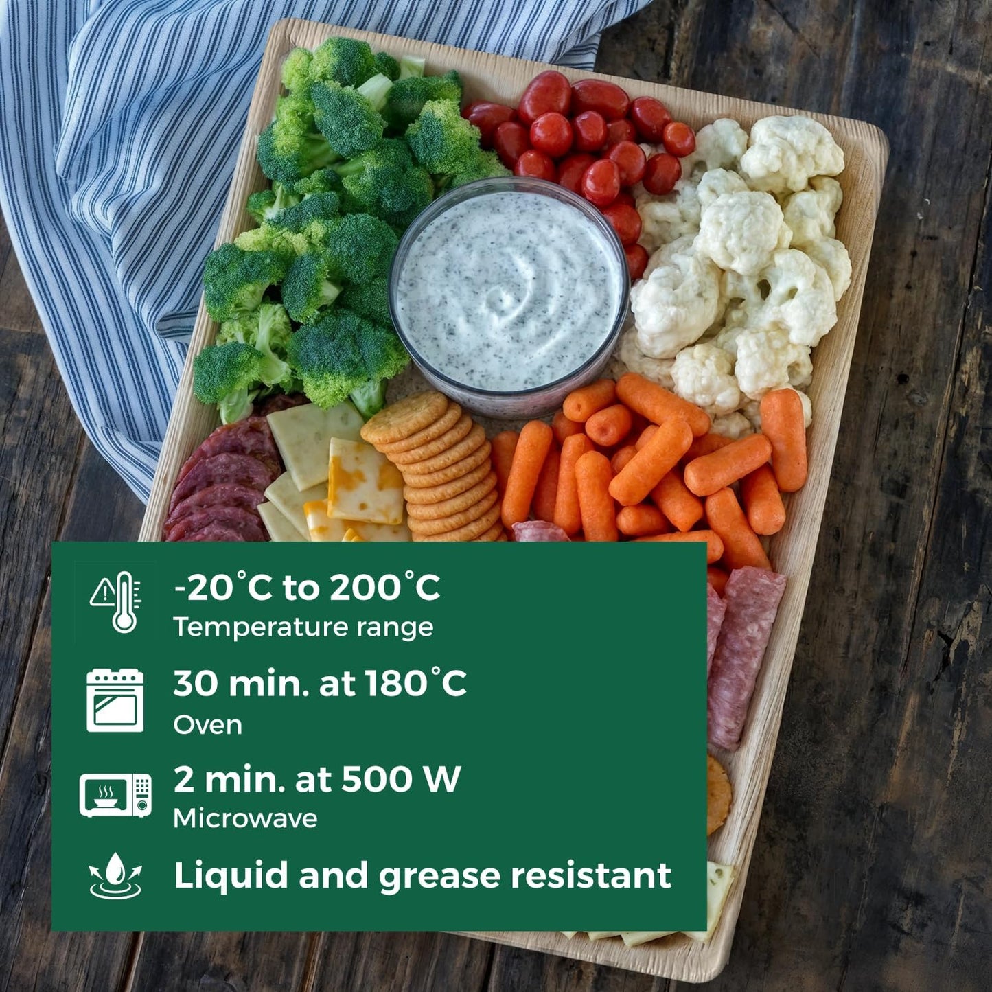 Palm Leaf Trays Disposable Bamboo Like Serving Platters 14" x 10" - Heavy Duty Charcuterie Boards Eco-Friendly Dinnerware for Parties, Weddings, Catering, Events (10 Pack)