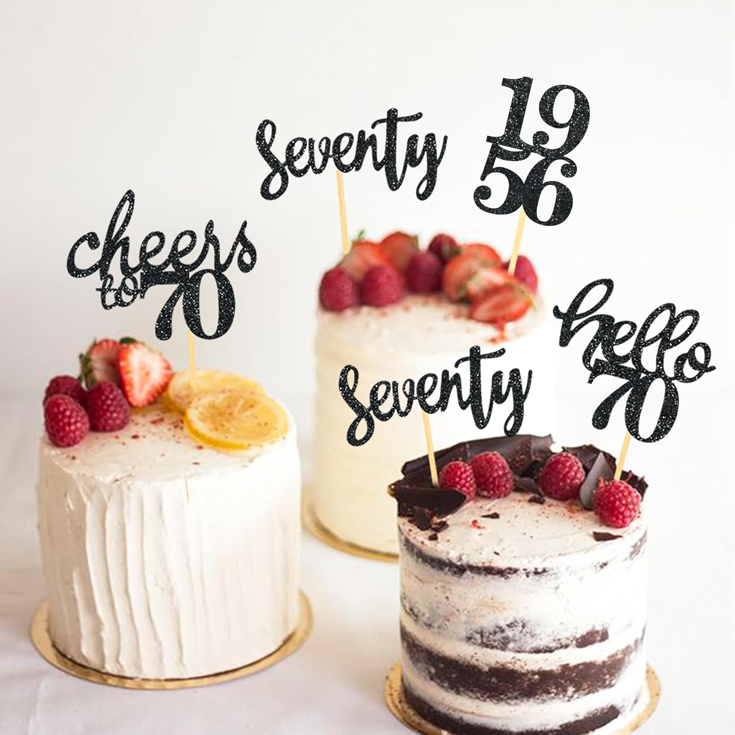 24 Pcs Glitter 70th Birthday Cupcake Toppers for Celebrating 70th Birthday Party Decorations for Seventy Years Old Birthday Party Supplies (Rose Gold2)