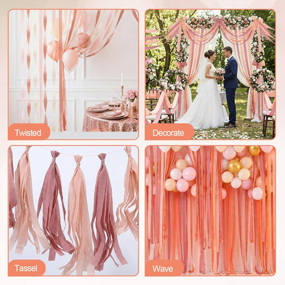Pastel Crepe Paper Streamers 9 Rolls 738ft,Fancy Streamers Party Decorations for Birthday Mother's Day Wedding Holiday Decorations DIY Gift Wrapping, 1.77 Inch x 82 Ft/Roll