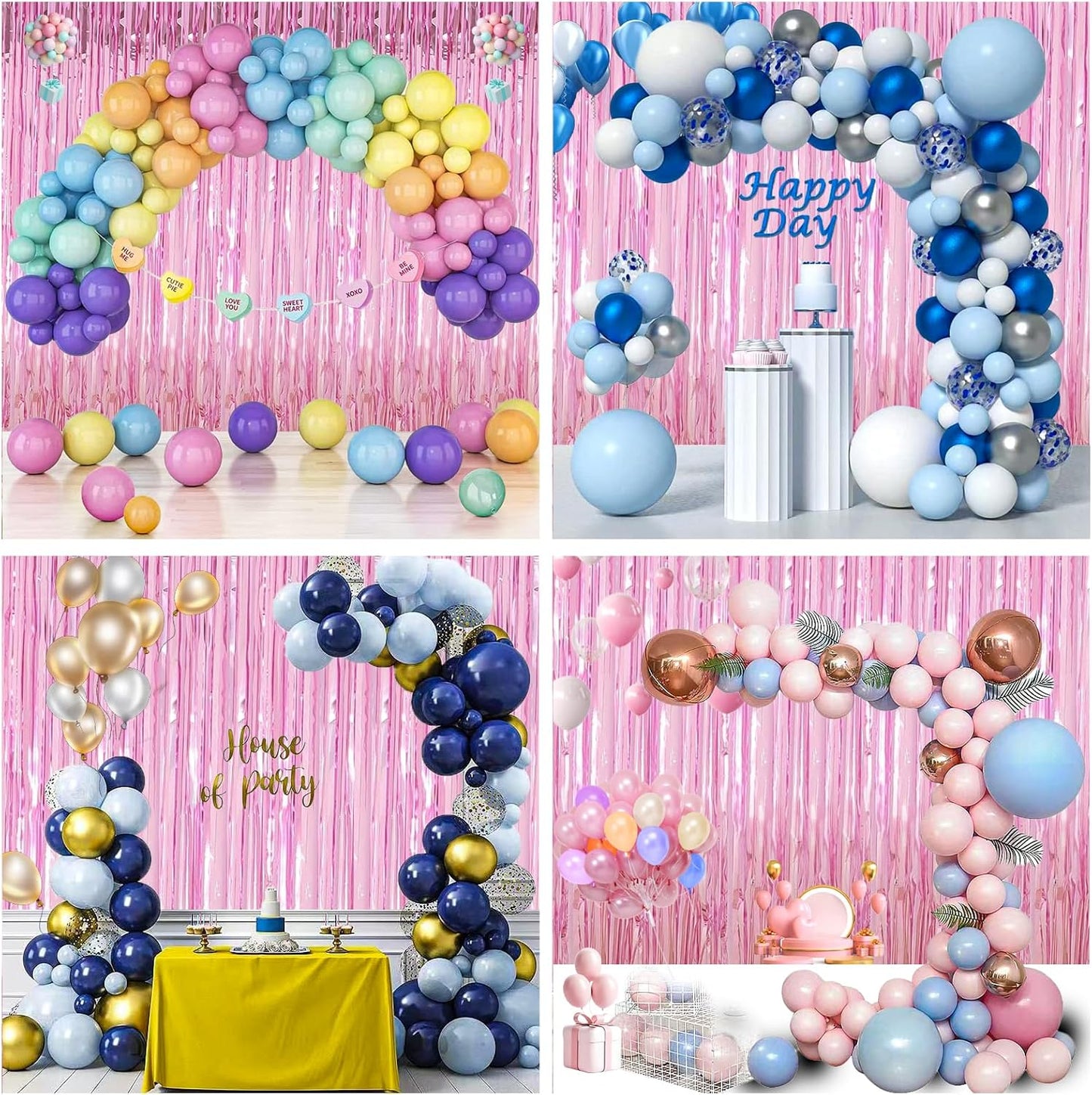 Birthday Party Decorations: 3 Pack 3.3 x 9.9 ft Gold Foil Fringe Curtains Party Supplies, Tinsel Curtain Backdrop for Parties/Birthday/Photo Booth