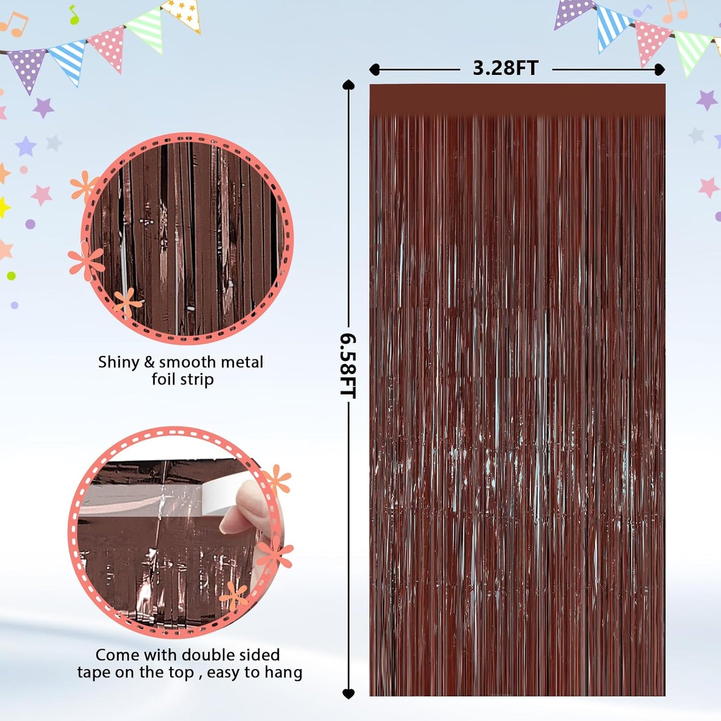 GCB 2Pack Black Metallic Tinsel Foil Fringe Curtains, Black Foil Curtain Backdrop, Photo Booth Props for Birthday Wedding Baby Shower Bachelorette Xmas Celebration Party Decorations Door Streamers