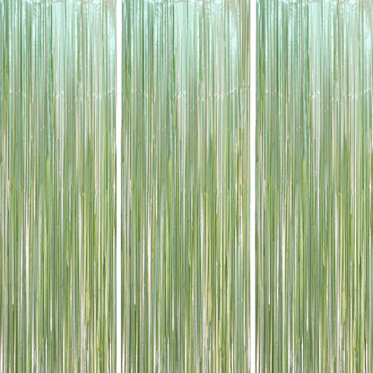 Voircoloria 3 Pack 3.3x8.2 Feet Gold Foil Fringe Backdrop Curtains, Tinsel Streamers, Fringe Backdrop for 2025 New Years Eve, Graduation, Birthday, Baby Shower, Gender Reveal, Disco Party - Colors A