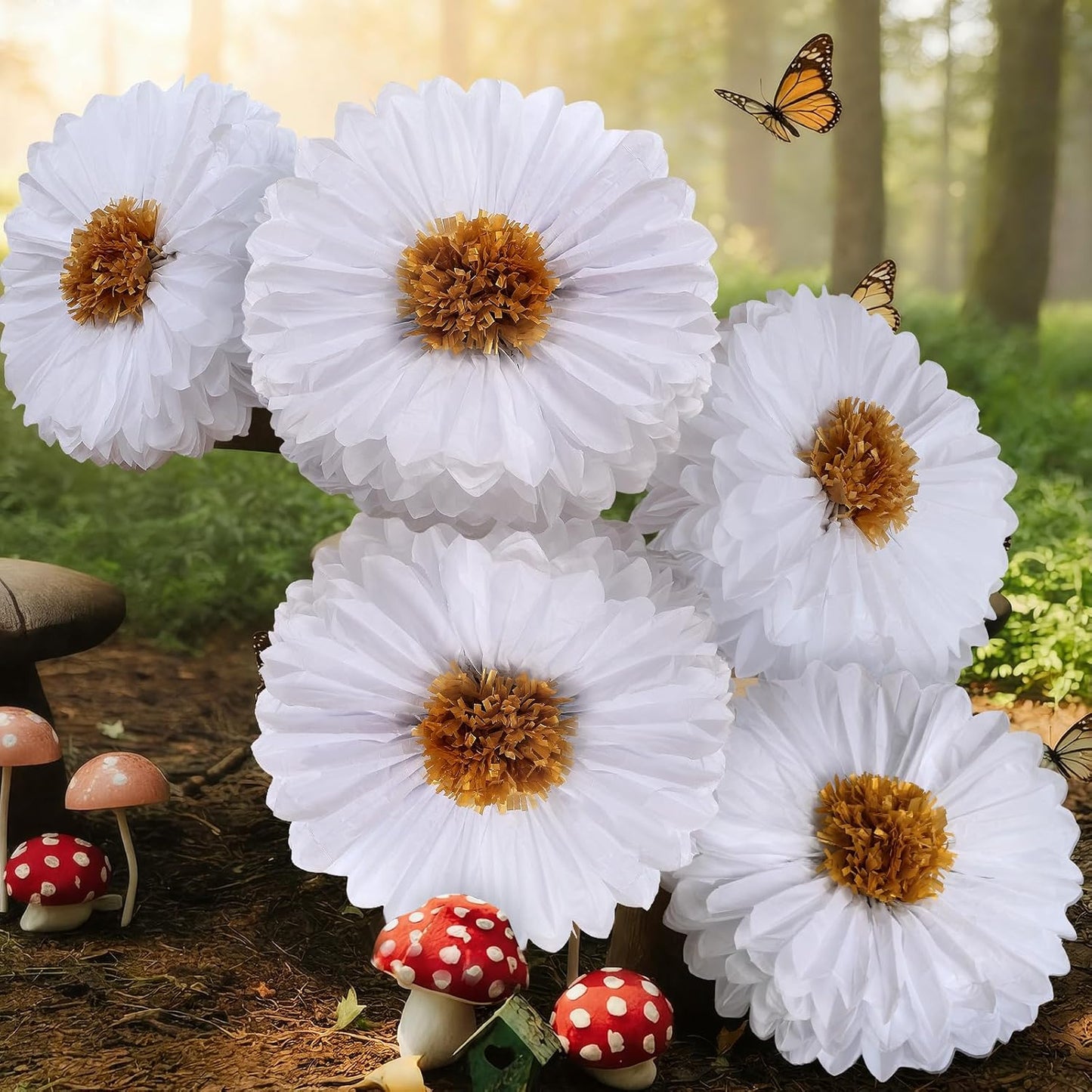 Chunful 5 Pcs 30'' 24'' Gaint Pastel Tissue Paper Flowers Decoration Large Hanging Tissue Paper Pom Poms Decor for Pastel Birthday Bachelorette Wedding Baby Shower Bridal Shower Easter Party Decor