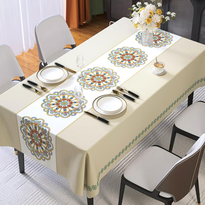 Rectangle Table Cloth,100% Waterproof Tablecloth Oil Proof Spill Proof Vinyl Table Cloth, Wipe Clean Plastic Table Cover for Dining, Camping, Indoor and Outdoor 52" x 70",Leaves