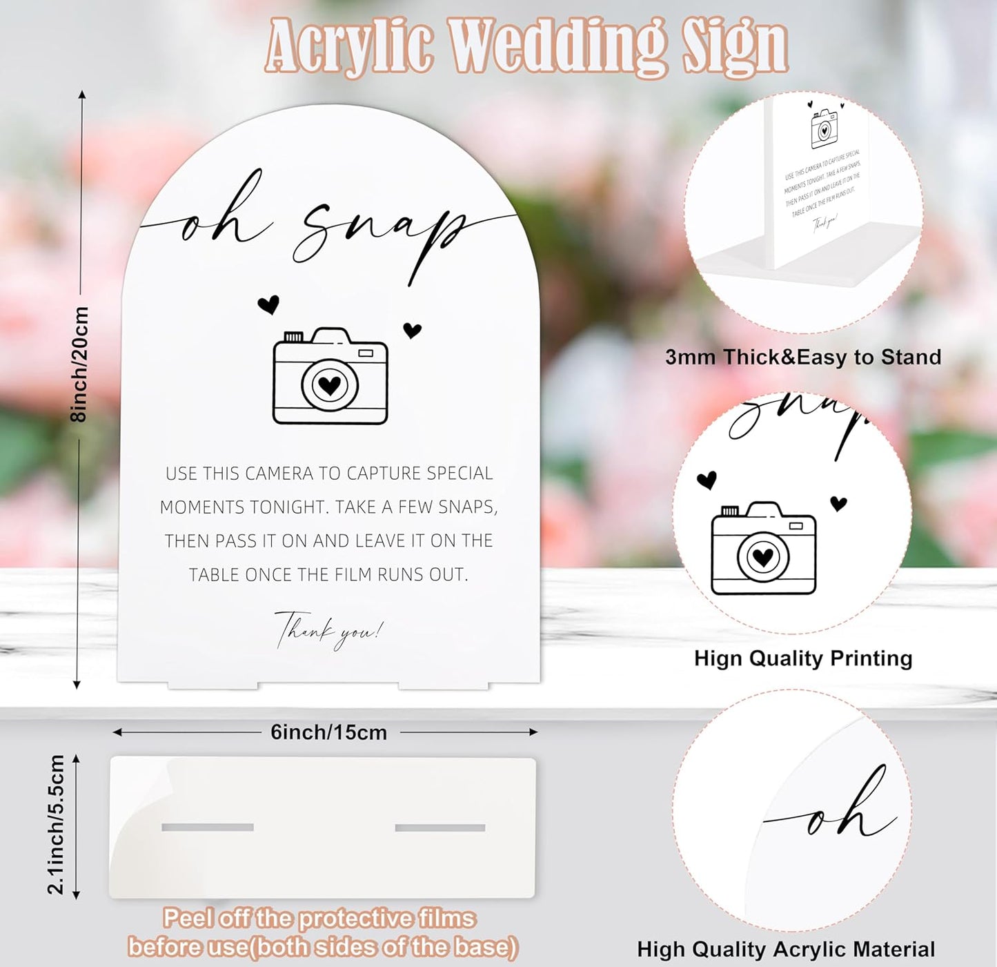 Sign Our Bible Wedding Sign, White Acrylic Wedding Guest Book Sign, Bridal Shower Decor, Elegant Arch Acrylic Table Top Signs for Reception Marriage Engagement Party Decorations