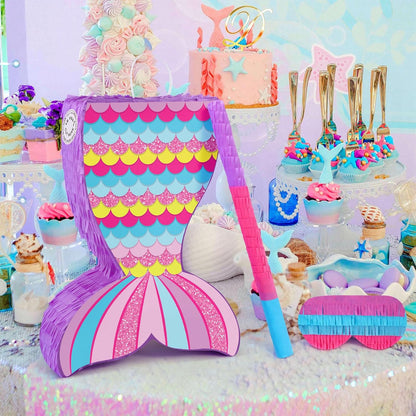 Hooqict Mexican Pinata with Blindfold and Bat Stick Party Pinata for Fiesta Carnival Cinco de Mayo Decorations Kids Adults Mexican Party Games Birthday Party Supplies