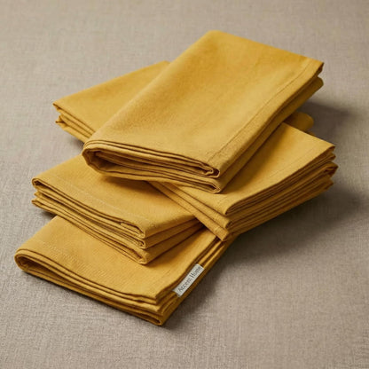 ACCENTHOME Natural Cotton Linen Napkin Set of 12 18x18 inch Dinner Napkins - Washable Soft Premium Hotel Quality Reusable Hemmed Edges Napkins Perfect Table Linens for Family Dinners, Weddings