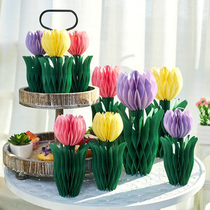 SUNBEAUTY 9PCS Spring Wildflower Party Decorations Wild Flowers Honeycomb Centerpieces for Tables Wildflower Birthday Spring Flower Theme Party Decorations for Garden Baby Shower, Easter, Mothers Day