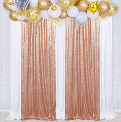Poise3EHome Black Sequin Backdrop Curtains, 2 Panels 2FTx8FT Glitter Photo Booth Backdrop for Halloween Birthday Bachelorette Wednesday Twilight Party Decorations