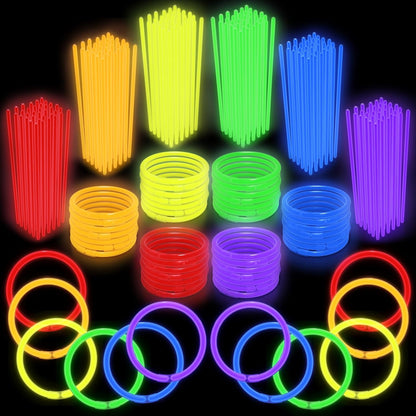 Play22 100pk Ultra Bright Glow Sticks Bulk Party Favors - 8" Premium Glow in the Dark Party Supplies, Neon, Easter, Halloween Party Decorations Glow Necklaces and Bracelets for Kids or Adults