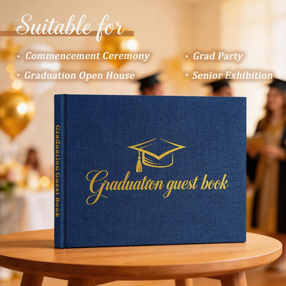 Artmag 2026 Graduation Guest Book Fabric Hardcover Signs Signature Graduation 100 Pages Guest Book Grad Memory Scrapbook for College Gifts (Black)