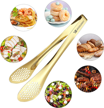 MSY BIGSUNNY 9 inch Buffet Tongs, Set of 2 Stainless Steel Food Serving Tongs