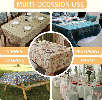 Rectangle Table Cloth,100% Waterproof Tablecloth Oil Proof Spill Proof Vinyl Table Cloth, Wipe Clean Plastic Table Cover for Dining, Camping, Indoor and Outdoor 52" x 70",Leaves